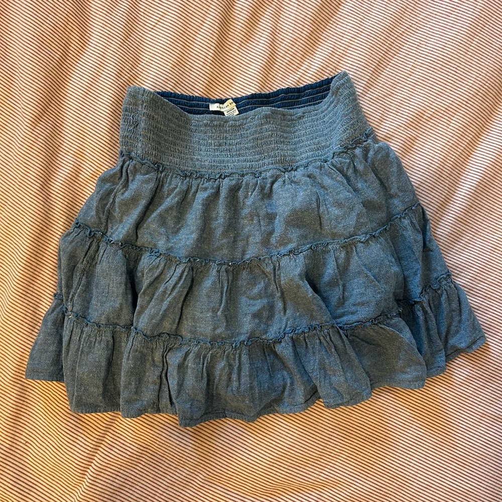 American Eagle Coastal Cowgirl Blue Tiered Mini Skirt